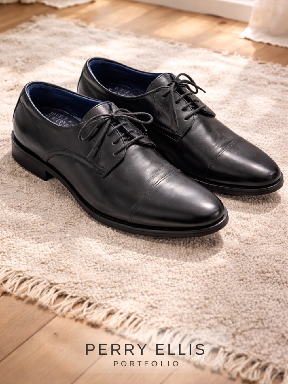 Perry Ellis Portfolio Black Oxford Dress Shoes Lace Up Men’s